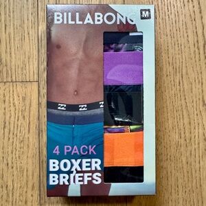 Billabong 4 Pack Boxer Briefs Made From Performance Fabric, NWT Size M